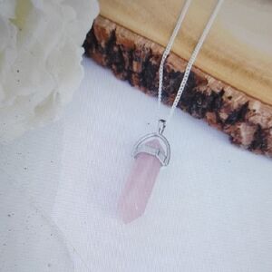 Rose Quartz Crystal Pendant Necklace Boho Jewelry